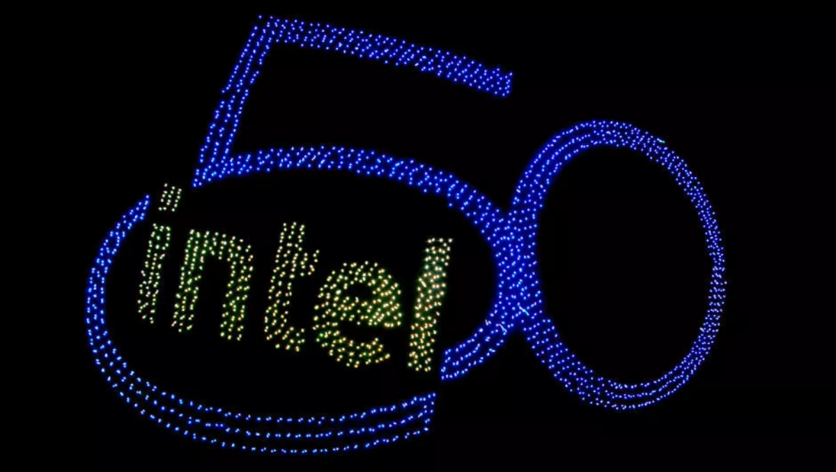 Intel celebrates its 50th anniversary with promises, drones, and bell-rings