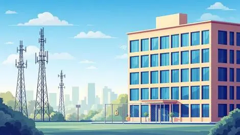 Illustration office building australia radio towers wireless signals blocked