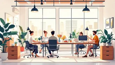 Cheerful australian office employees collaborating modern workspace sunlight