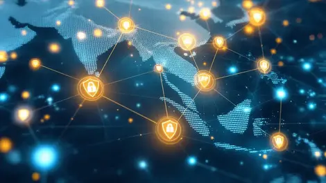 Asia pacific digital network map api connections security nodes illustration