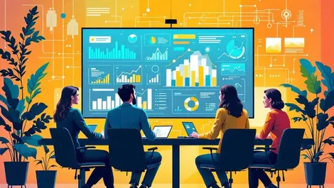 Business professionals collaborating ai powered digital charts enterprise workflows