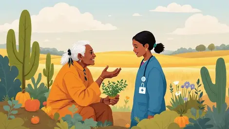 Choctaw elder younger conversation oklahoma nature agriculture healthcare culture tech