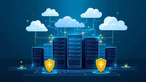 Secure data center server racks protective shields cloud data backup recovery