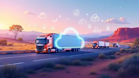 Australian trucks smart logistics cloud data charts transport highways