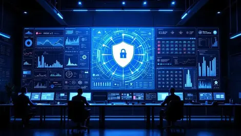 Soc wall monitors analysts shield to servicenow workflow 3d render