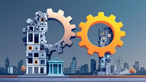 Interlocking gears bridge traditional bank to digital smartphone apac