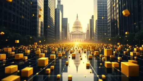 Wall street skyscrapers tokenised bluechip etfs treasuries grid