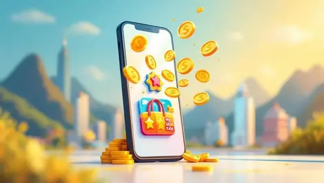 Taiwan loyalty mobile game rewards smartphone coins illustration