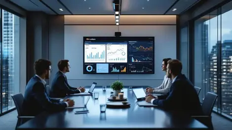 London c suite meeting tax automation dashboards city view