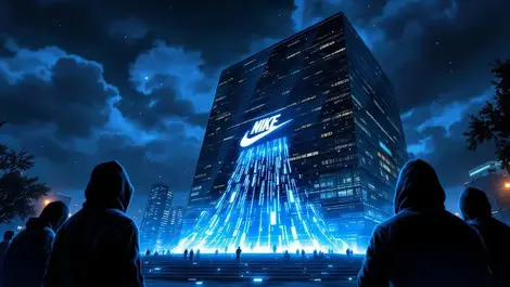 Athletic shoe hq night storm cyber attack data breach scene