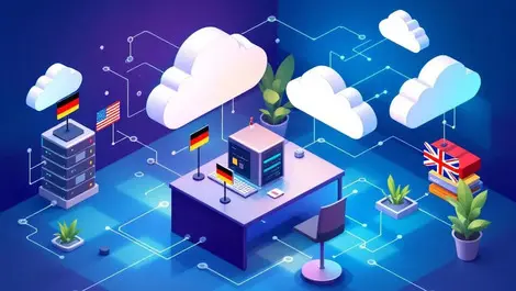 Isometric it control room hybrid cloud ai infra germany uk us