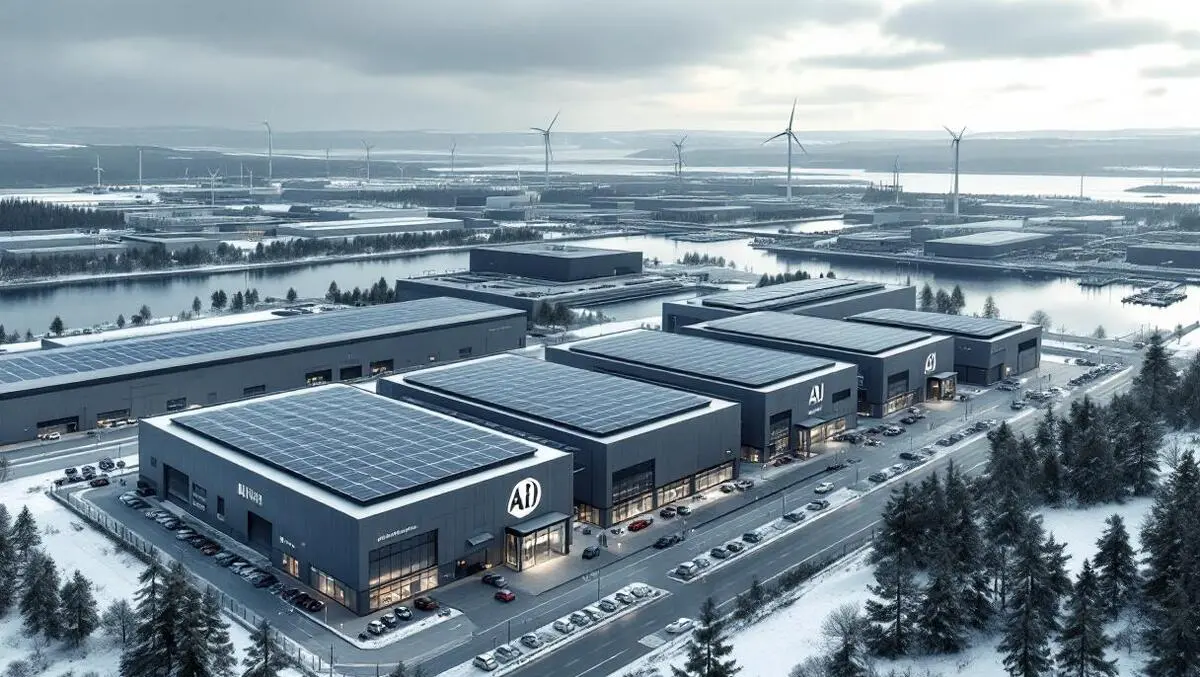 Aerial sweden skelleftea battery factory ai datacenter wind hydro