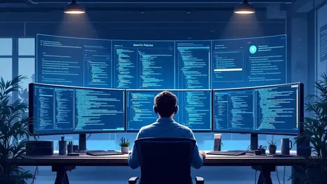 Software engineer multi monitor ultrafast code search path visual