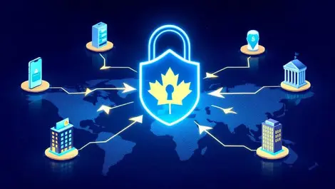 Secure canadian digital money transfer global fintech illustration