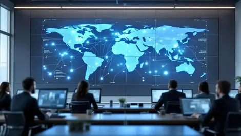 Ai trade finance bank ops center worldmap data flows collab